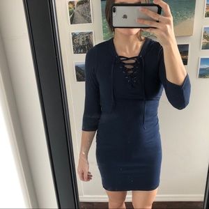 NEW! Navy Blue Lace Up Bodycon Dress